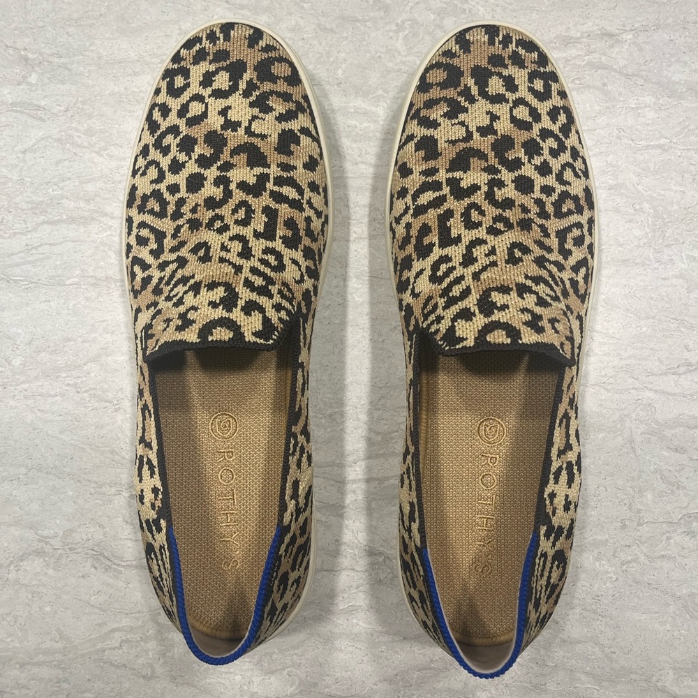 Rothy's size 12.5 leopard print slip ons